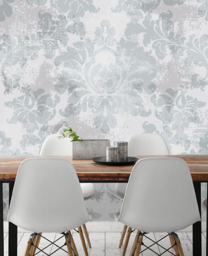 mural de papel pintado con patrón personalizable llamado Victorian Damask para dormitorios, salas de estar y baños