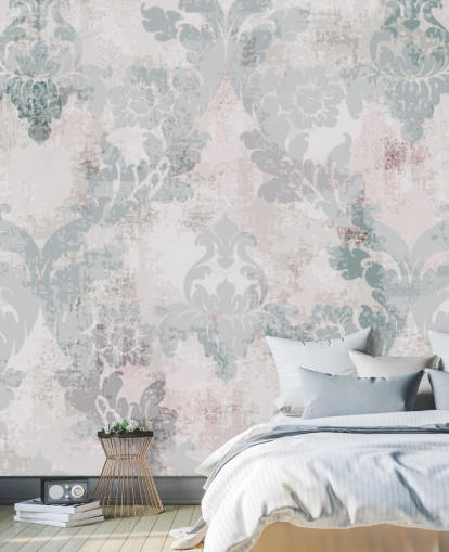 light green and grey damask wallpaper