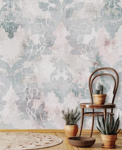 light green and grey damask wallpaper