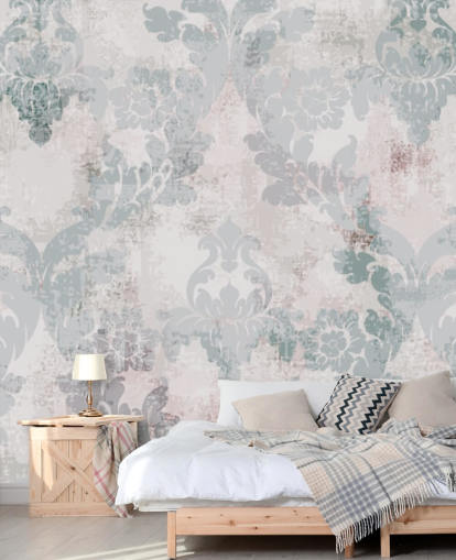 lysegrøn og grå damask tapet lysegrøn og grå damask tapet