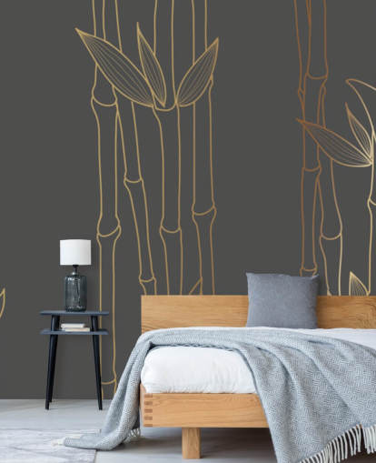 black and gold customisable bamboo wallpaper mural called Gold Bamboo for bedrooms and bathrooms black and gold customisable bamboo wallpaper mural called Gold Bamboo for bedrooms and bathrooms