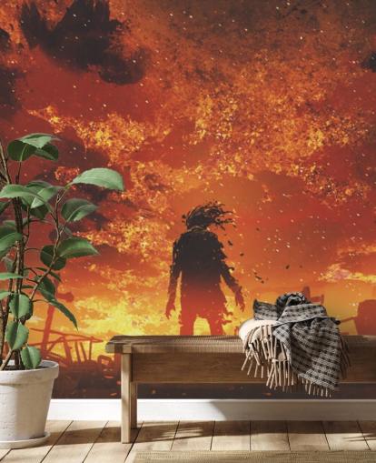 papel de parede zumbi, fogo e cemitério papel de parede zumbi, fogo e cemitério