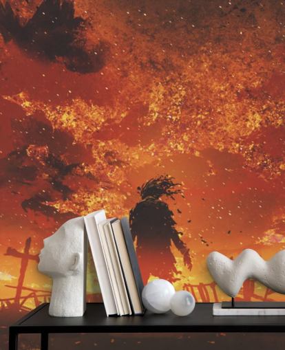 carta da parati zombie, fuoco e cimitero