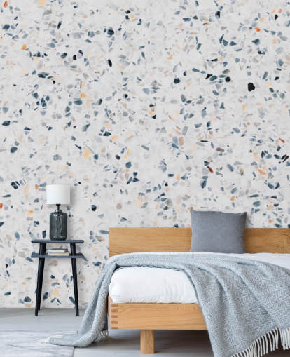 Blue speckled terrazzo wallpaper