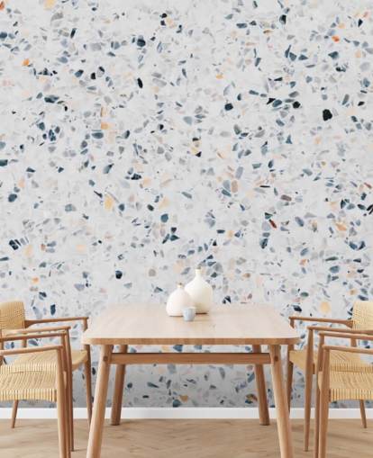 Blå spräcklig terrazzo tapet