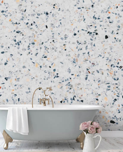 Blå spräcklig terrazzo tapet