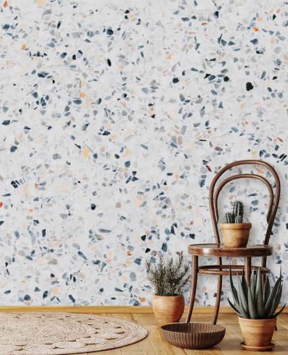 Papel de parede azul salpicado de terrazzo