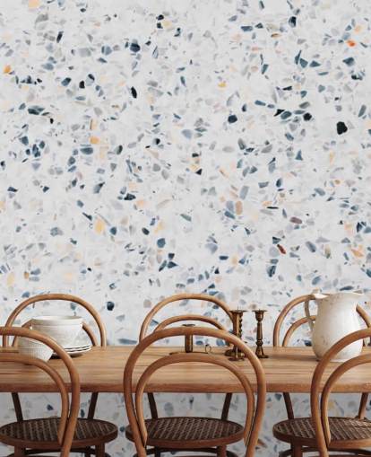 Blå plettet terrazzo tapet