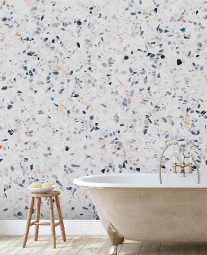 Sininen pilkullinen terrazzo tapetti
