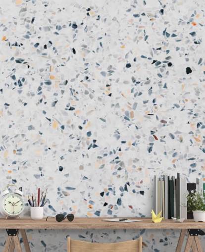 Blue speckled terrazzo wallpaper