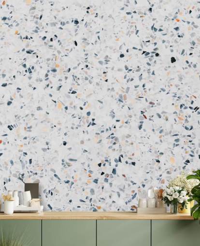 Papel de parede azul salpicado de terrazzo Papel de parede azul salpicado de terrazzo