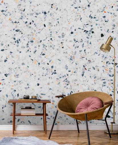 Blue speckled terrazzo wallpaper