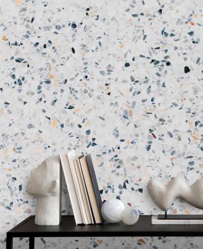 Papel pintado de terrazo moteado azul