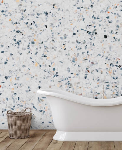 Blue speckled terrazzo wallpaper