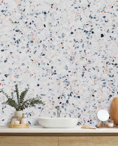 Papel pintado de terrazo moteado azul Papel pintado de terrazo moteado azul