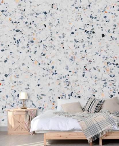 Blue speckled terrazzo wallpaper