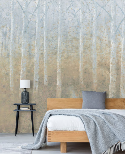 neutral og beige birketræ tapet