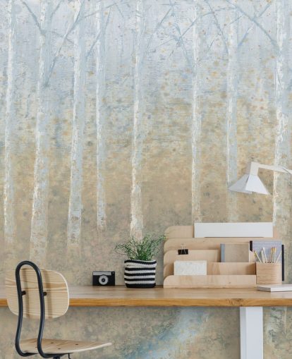 neutrale und beige Birkenbaum-Tapete neutrale und beige Birkenbaum-Tapete