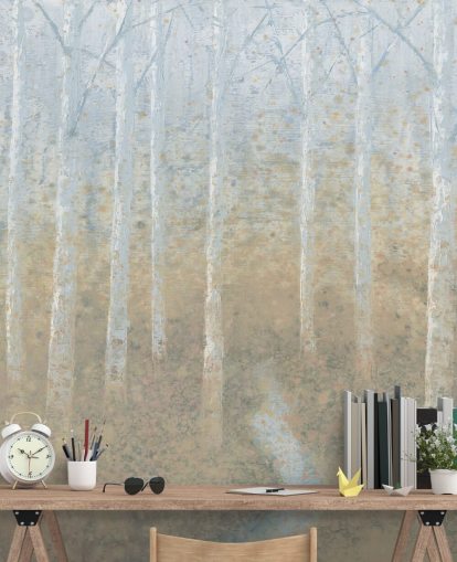 neutral och beige björkträd tapeter