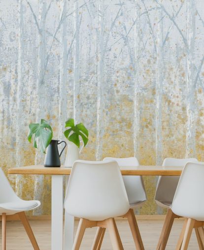 guld och pastell grå björk tapet