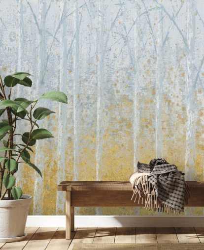 Gold und Pastellgrau Birke Tapete Gold und Pastellgrau Birke Tapete