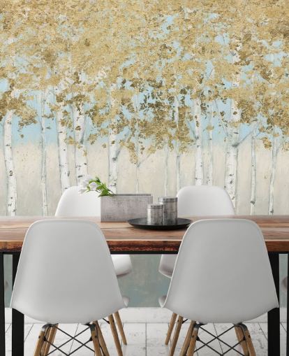 birch trees with golden leaves and light pink skies wallpaper birch trees with golden leaves and light pink skies wallpaper