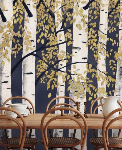 dark indigo and gold birch tree wallpaper dark indigo and gold birch tree wallpaper