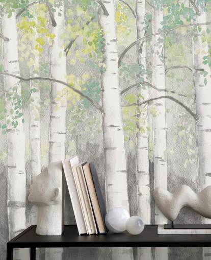 birch trees in watercolor effect wallpaper birch trees in watercolor effect wallpaper