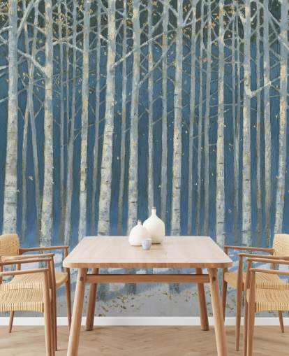 carta da parati albero azzurro e grigio