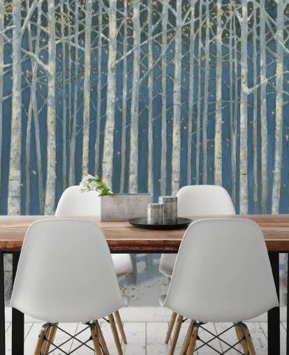 carta da parati albero azzurro e grigio