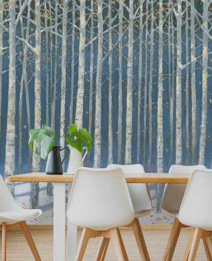 carta da parati albero azzurro e grigio