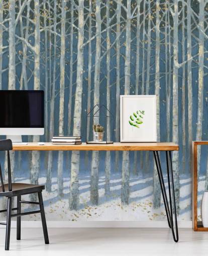 carta da parati albero azzurro e grigio