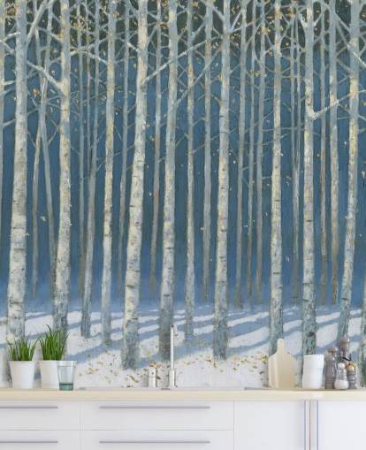 carta da parati albero azzurro e grigio