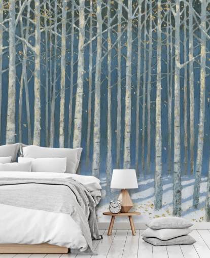 carta da parati albero azzurro e grigio