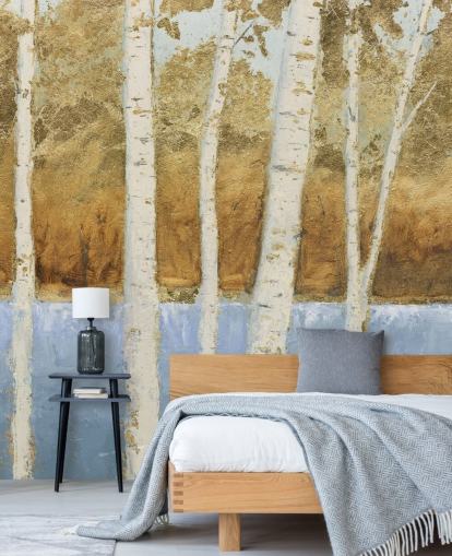 abstract meer en berkenboom behang abstract meer en berkenboom behang