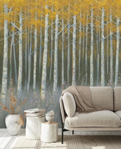 yellow leaves on birch trees wallpaper yellow leaves on birch trees wallpaper