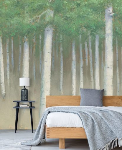 papel de parede de bétula verde