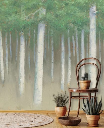 papel de parede de bétula verde