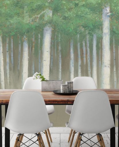 light green birch tree wallpaper