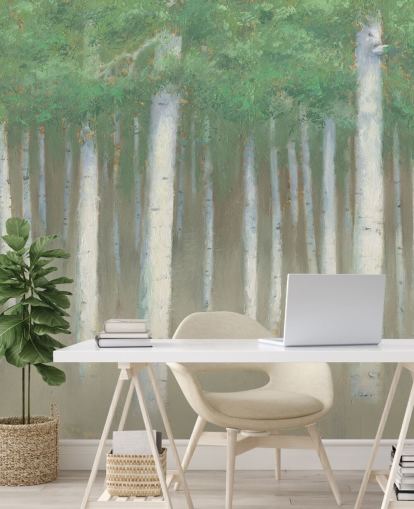 papel de parede de bétula verde