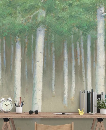 papel de parede de bétula verde