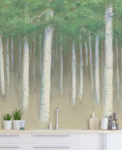 papel pintado de abedul verde claro papel pintado de abedul verde claro