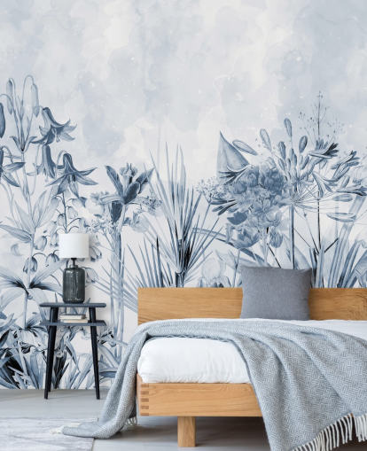 blaue botanische Tapete blaue botanische Tapete