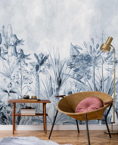 blauw botanisch behang blauw botanisch behang