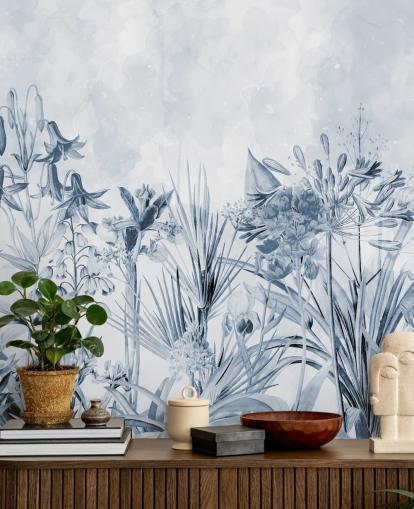 blue botanical wallpaper blue botanical wallpaper