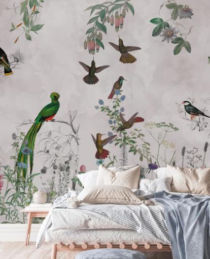 birds and plants wallpaper