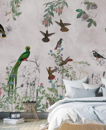 birds and plants wallpaper