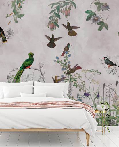 birds and plants wallpaper