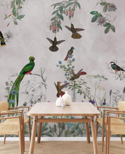 birds and plants wallpaper