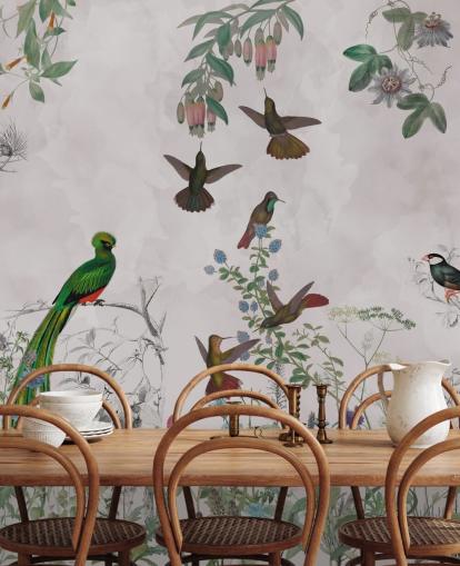 birds and plants wallpaper